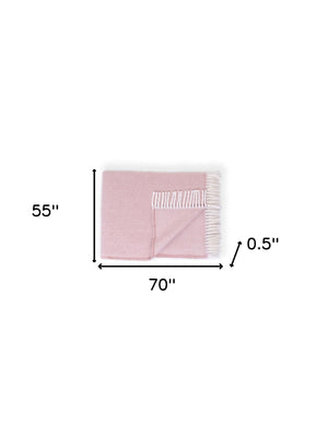 Homeroots 70" X 55" Dusty Rose Woven Cotton Herringbone Plush Throw Blanket  Cotton 474024
