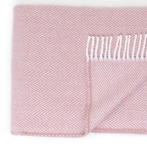 Homeroots 70" X 55" Dusty Rose Woven Cotton Herringbone Plush Throw Blanket  Cotton 474024