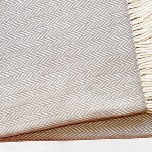 HomeRoots 70" Plush Cotton Blend Woven Herringbone Throw Blanket with Tasseled Edges for Cozy Comfort Gray, White 474025