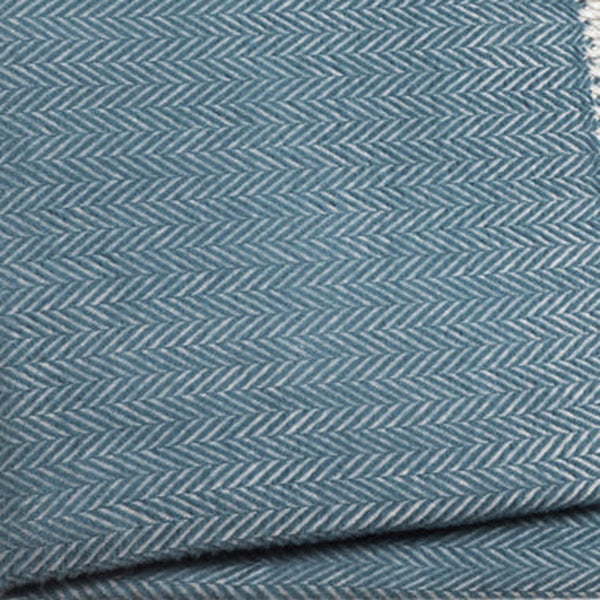 Homeroots Aqua Blue And White Dreamy Soft Herringbone Throw Blanket  Cotton 474026