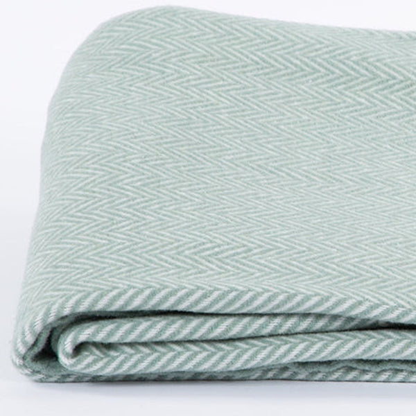 Homeroots 55" X 70" Sage And Ivory Woven Cotton Herringbone Plush Throw Blanket  Cotton Blend 474029