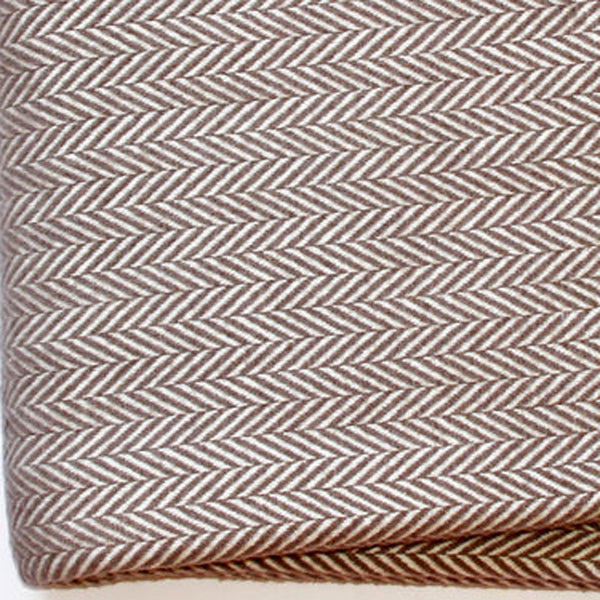 Homeroots Brown And White Dreamy Soft Herringbone Throw Blanket  Cotton 474032