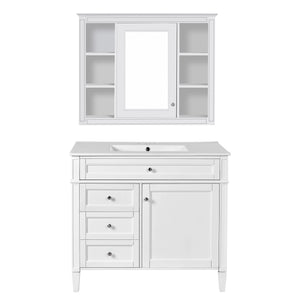English Elm 36'' Modern Bathroom Vanity Set With Medicine Cabinet, Soft-Close Drawers & Stylish Design For Storage SW000134AAK-1