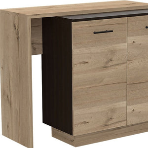 HomeRoots Natural 59" Kitchen Island with Storage – Stylish Two-Tone Design for Rustic and Modern Interiors 474090