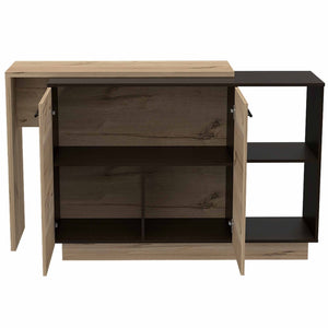 HomeRoots Natural 59" Kitchen Island with Storage – Stylish Two-Tone Design for Rustic and Modern Interiors 474090