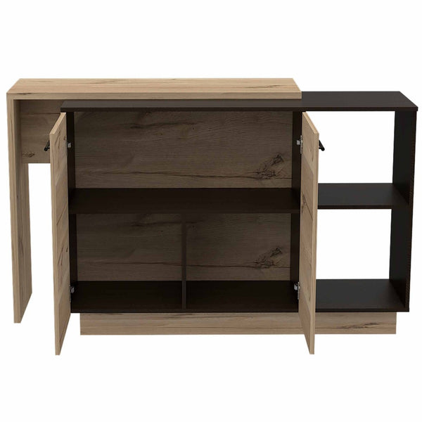 HomeRoots Natural 59" Kitchen Island with Storage – Stylish Two-Tone Design for Rustic and Modern Interiors 474090