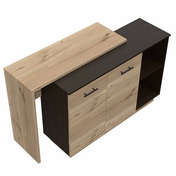 HomeRoots Natural 59" Kitchen Island with Storage – Stylish Two-Tone Design for Rustic and Modern Interiors 474090