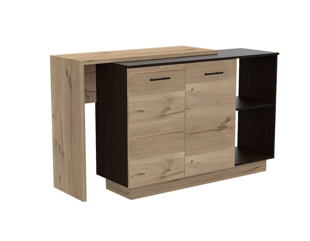 HomeRoots Natural 59" Kitchen Island with Storage – Stylish Two-Tone Design for Rustic and Modern Interiors 474090