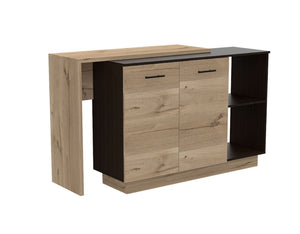 HomeRoots Natural 59" Kitchen Island with Storage – Stylish Two-Tone Design for Rustic and Modern Interiors 474090