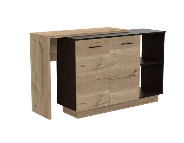 HomeRoots Natural 59" Kitchen Island with Storage – Stylish Two-Tone Design for Rustic and Modern Interiors 474090