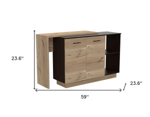 HomeRoots Natural 59" Kitchen Island with Storage – Stylish Two-Tone Design for Rustic and Modern Interiors 474090