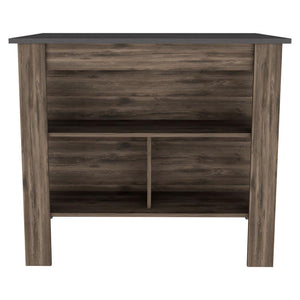 Homeroots Dark Brown And Onyx Kitchen Island With Three Storage Shelves  Particle Board 474092