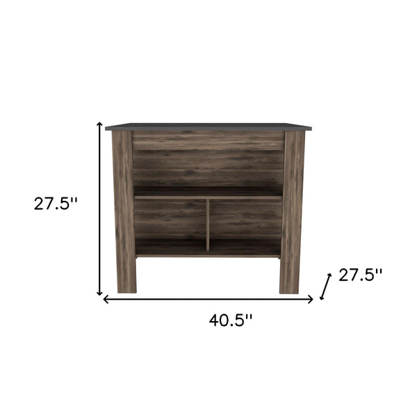 Homeroots Dark Brown And Onyx Kitchen Island With Three Storage Shelves  Particle Board 474092