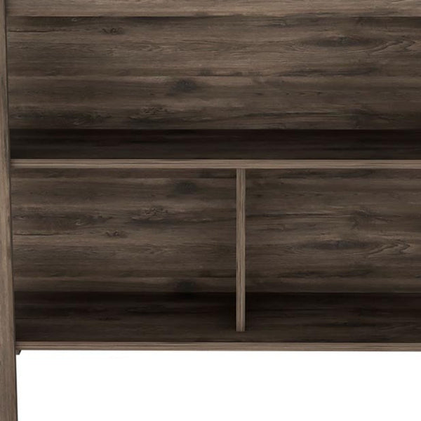 Homeroots Dark Brown And Onyx Kitchen Island With Three Storage Shelves  Particle Board 474092