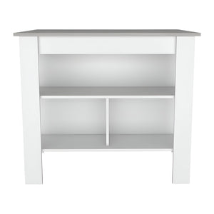 HomeRoots White Kitchen Island with Gray Countertop - Stylish & Functional Storage Solution for Every Home 474093