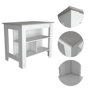 HomeRoots White Kitchen Island with Gray Countertop - Stylish & Functional Storage Solution for Every Home 474093