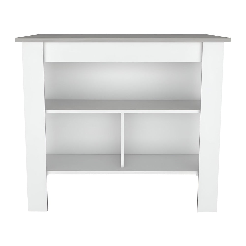 HomeRoots White Kitchen Island with Gray Countertop - Stylish & Functional Storage Solution for Every Home 474093