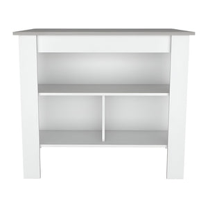 HomeRoots White Kitchen Island with Gray Countertop - Stylish & Functional Storage Solution for Every Home 474093