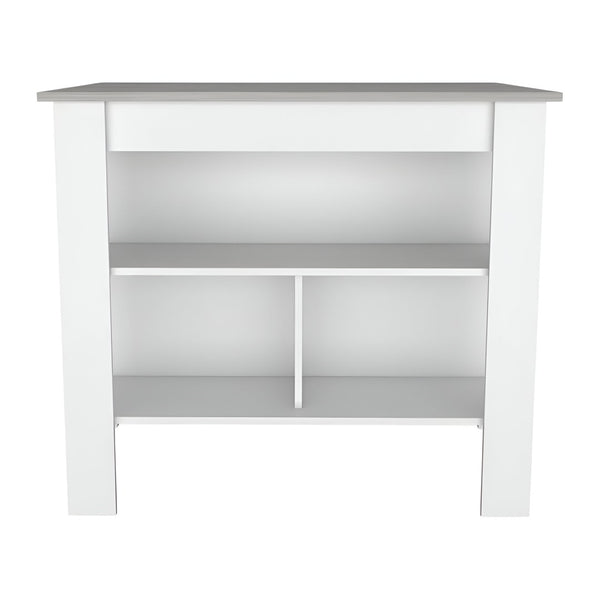 HomeRoots White Kitchen Island with Gray Countertop - Stylish & Functional Storage Solution for Every Home 474093