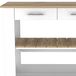 Homeroots Light Oak And White Kitchen Island With Drawer Shelves And Casters  Particle Board 474097