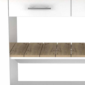Homeroots Light Oak And White Kitchen Island With Drawer Shelves And Casters  Particle Board 474097