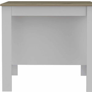 HomeRoots White Kitchen Island with Brown Accents - Versatile Design, Ample Storage & Rustic Charm for Any Space 474098