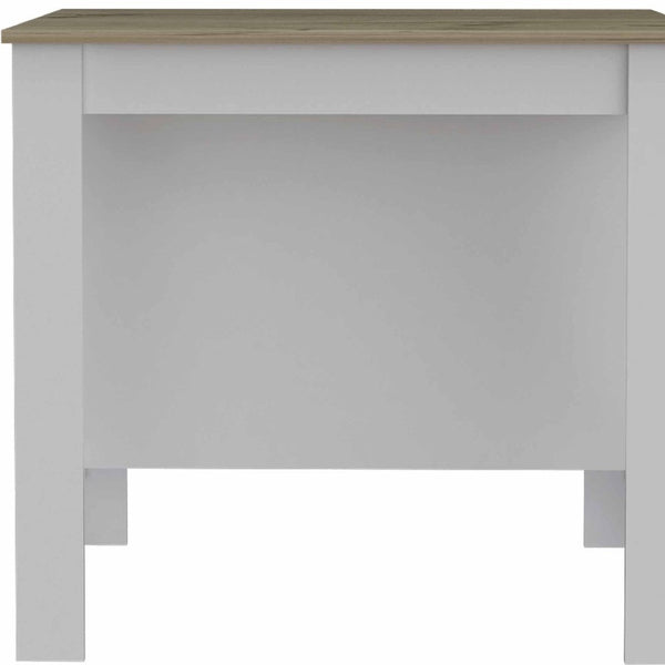 HomeRoots White Kitchen Island with Brown Accents - Versatile Design, Ample Storage & Rustic Charm for Any Space 474098