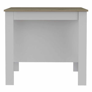 HomeRoots White Kitchen Island with Brown Accents - Versatile Design, Ample Storage & Rustic Charm for Any Space 474098