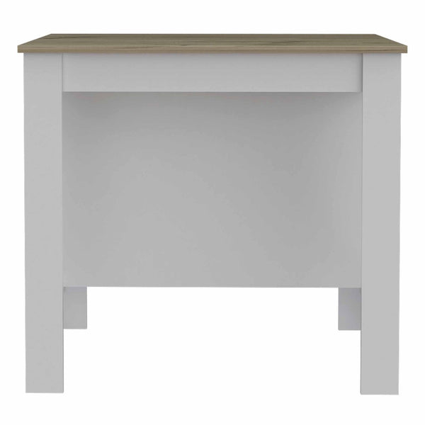 HomeRoots White Kitchen Island with Brown Accents - Versatile Design, Ample Storage & Rustic Charm for Any Space 474098