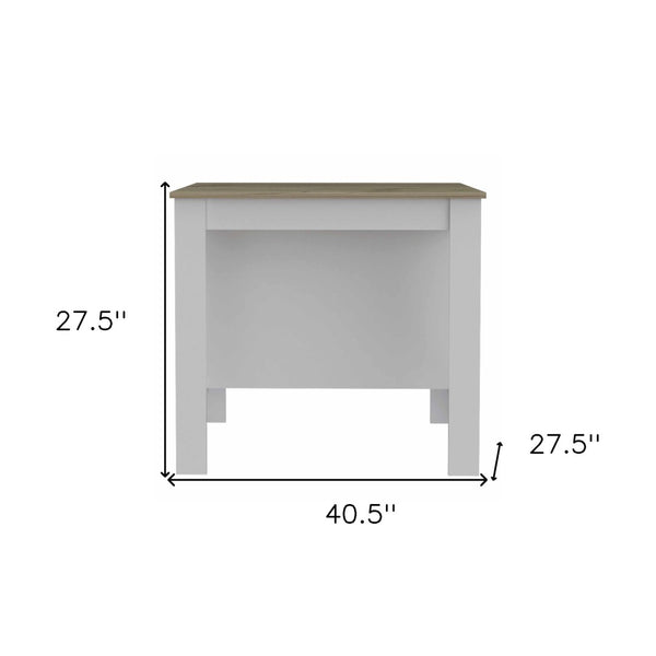 HomeRoots White Kitchen Island with Brown Accents - Versatile Design, Ample Storage & Rustic Charm for Any Space 474098