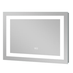 Homeroots 40" Silver Lighted Unframed Bathroom Vanity Mirror  Glass 474115