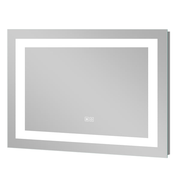 Homeroots 40" Silver Lighted Unframed Bathroom Vanity Mirror  Glass 474115