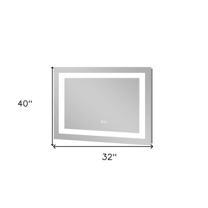 Homeroots 40" Silver Lighted Unframed Bathroom Vanity Mirror  Glass 474115