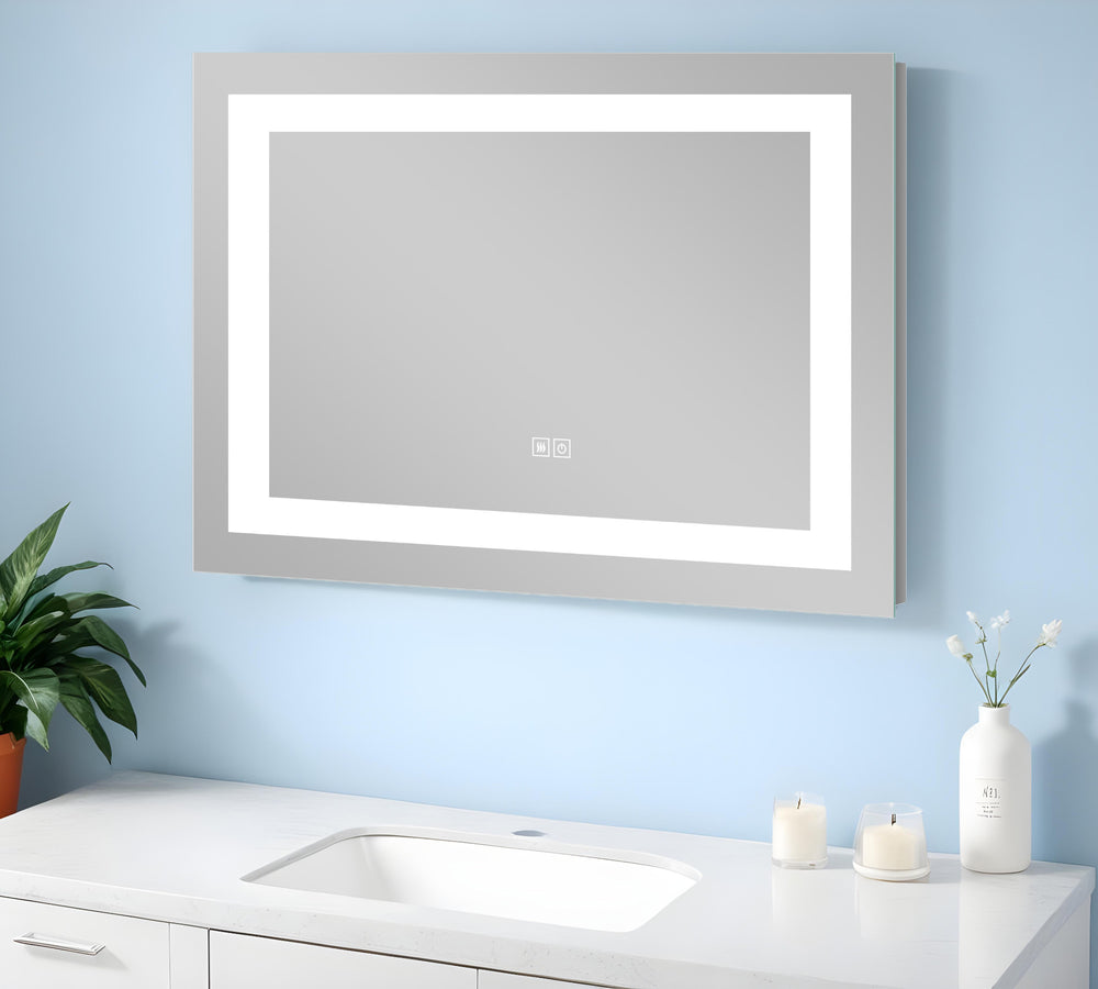 Homeroots 40" Silver Lighted Unframed Bathroom Vanity Mirror  Glass 474115