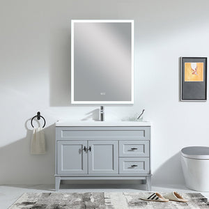 Homeroots 36" Silver Lighted Unframed Bathroom Vanity Mirror  Glass 474119