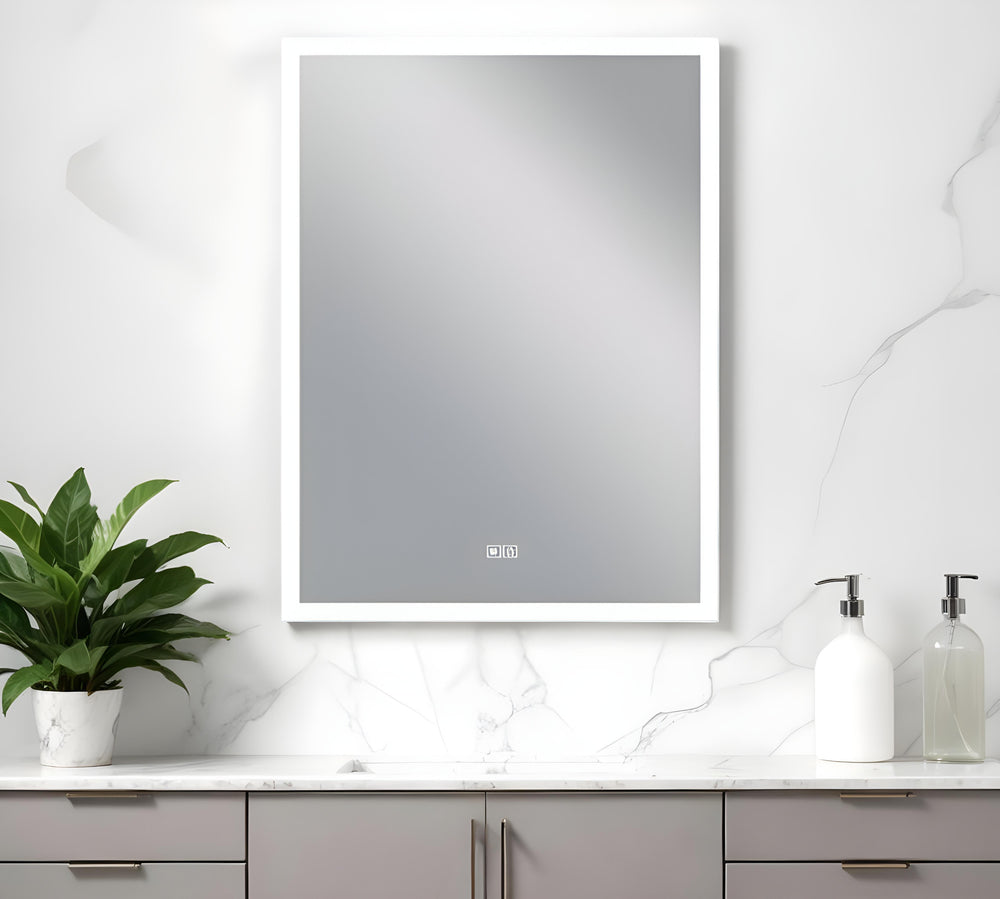 Homeroots 36" Silver Lighted Unframed Bathroom Vanity Mirror  Glass 474119