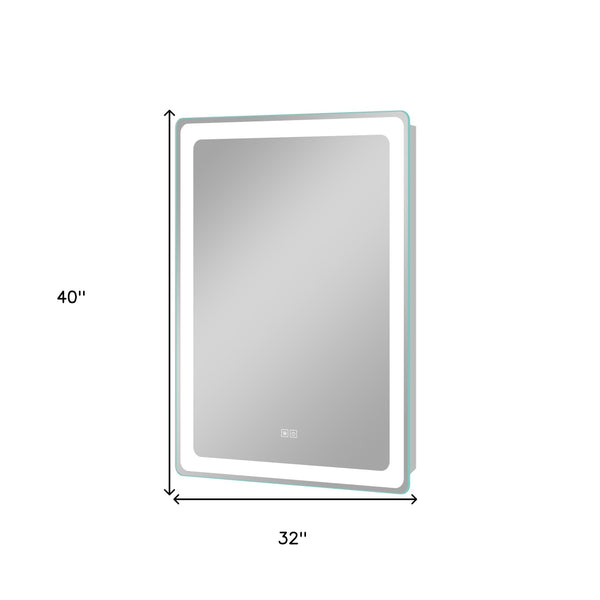 Homeroots 40" Silver Lighted Unframed Bathroom Vanity Mirror  Glass 474120