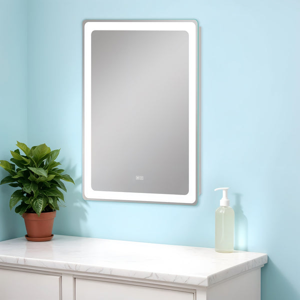 Homeroots 40" Silver Lighted Unframed Bathroom Vanity Mirror  Glass 474120