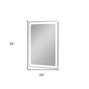 Homeroots 32" Silver Lighted Unframed Bathroom Vanity Mirror  Glass 474121