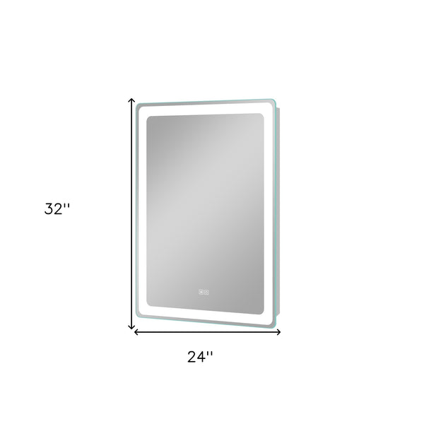 Homeroots 32" Silver Lighted Unframed Bathroom Vanity Mirror  Glass 474121
