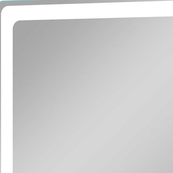 Homeroots 32" Silver Lighted Unframed Bathroom Vanity Mirror  Glass 474121