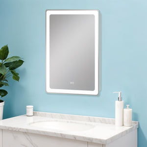 Homeroots 32" Silver Lighted Unframed Bathroom Vanity Mirror  Glass 474121