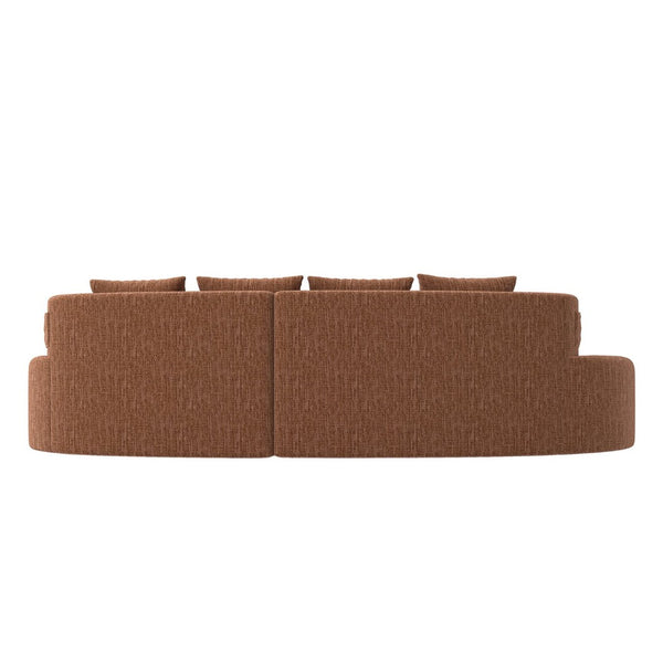 English Elm Modern Half Moon Chenille Sectional Three Seat Curved Sofa for Living Room or Apartment Orange W395P435343