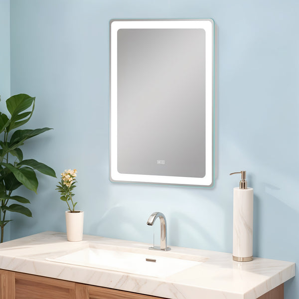 Homeroots 36" Silver Lighted Unframed Bathroom Vanity Mirror  Glass 474122
