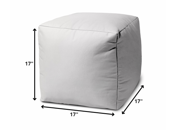 Homeroots 17" White Canvas Cube Outdoor Pouf Ottoman White Vinyl,Backed Canvas 474129