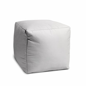 Homeroots 17" White Canvas Cube Outdoor Pouf Ottoman White Vinyl,Backed Canvas 474129
