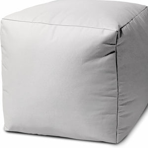 Homeroots 17" White Canvas Cube Outdoor Pouf Ottoman White Vinyl,Backed Canvas 474129