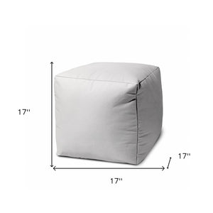 Homeroots 17" White Canvas Cube Outdoor Pouf Ottoman White Vinyl,Backed Canvas 474129