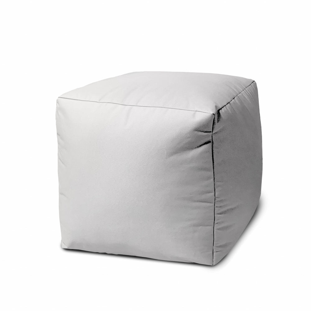 Homeroots 17" Cool Crisp White Solid Color Indoor Outdoor Pouf Ottoman White Vinyl,Backed Canvas 474130