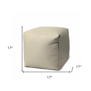 Homeroots 17" Ivory Canvas Cube Outdoor Pouf Ottoman Ivory  474131